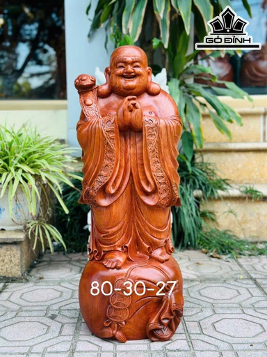 Tượng Phật Di Lặc Chúc Phúc Gỗ Hương Cao 80 Ngang 30 Sâu 27 (cm)