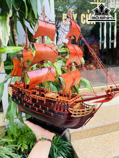 Thuyền Buồm Xuôi Gió Gỗ Trắc Cao 45 Ngang 40 Sâu 10 (cm)