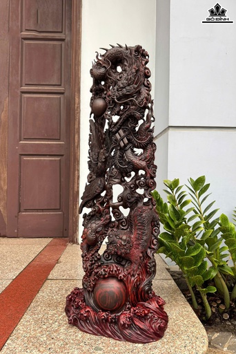 Tượng Tứ Linh Hội Tụ Gỗ Trắc Cao 97 Ngang 32 Sâu 16 (cm)