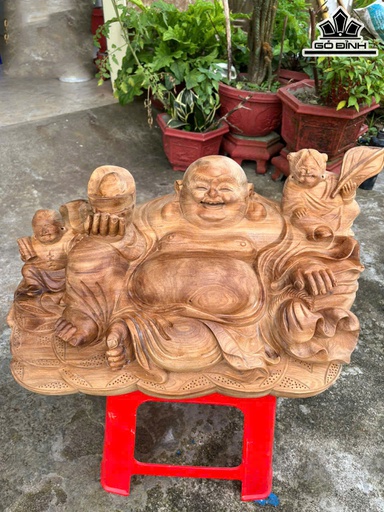 Tượng Phật Di Lặc Gỗ Ngọc Am Cao 25 Ngang 45 Sâu 24 (cm)