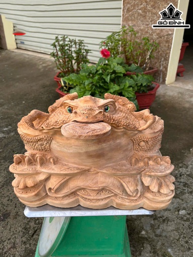 Tượng Thiềm Thừ Gỗ Ngọc Am Cao 28 Ngang 40 Sâu 35 (cm)