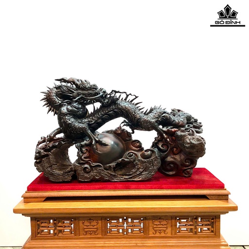 Tượng Nhất Long Gỗ Trắc Cao 36 Ngang 58 Sâu 30 (cm)