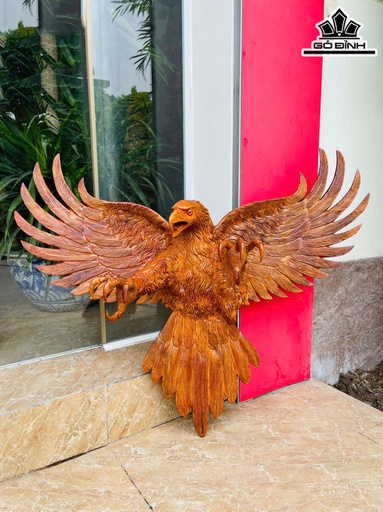 Tượng Chim Đại Bàng Gỗ Hương Cao 80 Ngang 102 Sâu 27 (cm)