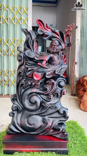 Tượng Đạt Múa Quyền Gỗ Trắc Cao 81 Ngang 40 Sâu 22 (cm)