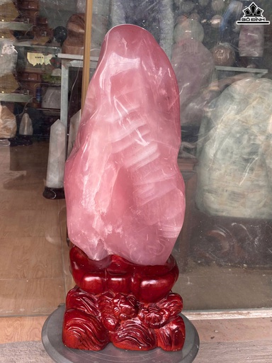 Núi Cảnh Đá Thạch Anh Hồng Cao 43 Ngang 22 Sâu 16 (cm) - 18,1kg- Cao Cả Đế 56 (cm)