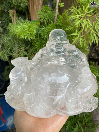 Tác Phẩm Phật Di Lặc Đá Thạch Anh Trắng Cao 18 Ngang 14 Sâu 11 (cm) - 2,26kg