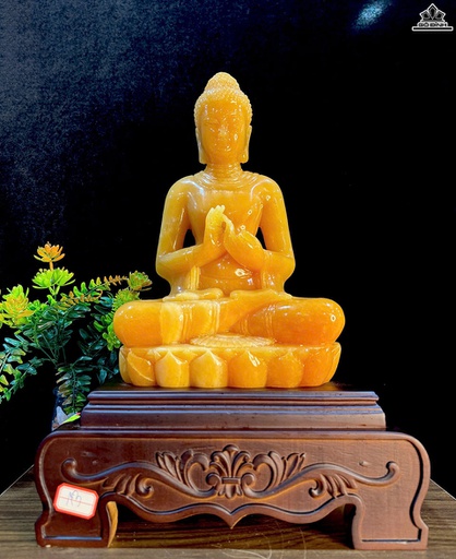 Phật Bổn Sư Thích Ca Mâu Ni Đá Ngọc Hoàng Long Cao Cả Đế 52 Ngang 37 Sâu 22 (cm)