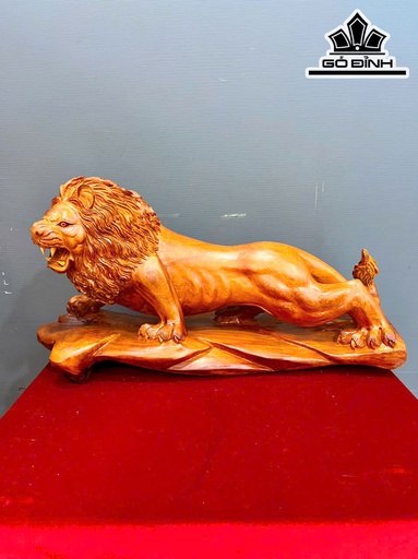 Tượng Sư Tử Gỗ Hương Cao 38 Ngang 73 Sâu 25 (cm)