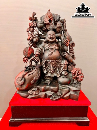 Tượng Phật Di Lặc Nhất Phúc Gỗ Trắc Cao 76 Ngang 51 Sâu 27 (cm)