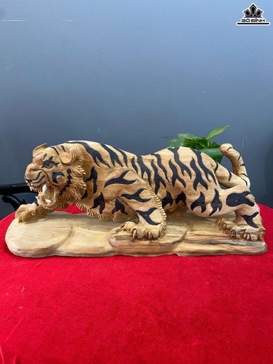 Tượng Hổ Phong Thủy Gỗ Ngọc Am Cao 25 Ngang 60 Sâu 20 (cm)