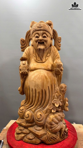 Tượng Thần Tài Gỗ Ngọc Am Cao 92 Ngang 40 Sâu 38 (cm) - 62kg