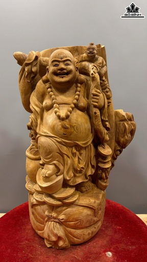 Tượng Phật Di Lặc Nhị Phúc Gỗ Ngọc Am Cao 63 Ngang 39 Sâu 27 (cm) - 26kg