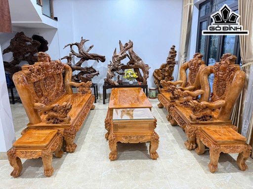 Bộ Bàn Ghế Gỗ Lát 7 Món - Tay 16