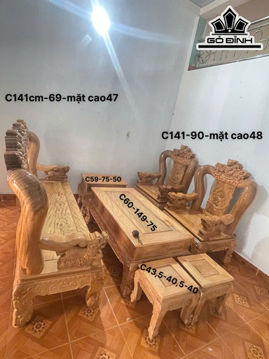 Bộ Bàn Ghế Gỗ Lát 7 Món - Tay 15