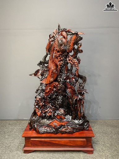 Tượng Phu Thê Viên Mãn Gỗ Trắc Cao Cả Kỷ 133 Ngang 72 Sâu 30 (cm) - Kỷ Cao 20 (cm)