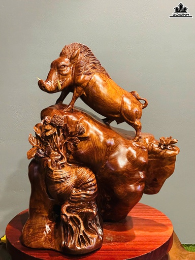 Tượng Heo Rừng Gỗ Chun Sụn Hương Cao 66 Ngang 52 Sâu 36 (cm)