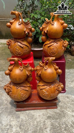 Cặp Hồ Lô Tài Lộc Gỗ Ngọc Am Cao 50 Ngang 33 Sâu 27 (cm)