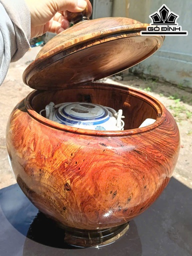 Bình Ủ Trà Gỗ Gụ Cao 41 Đường Kính 34 (cm) - 2,5Lít