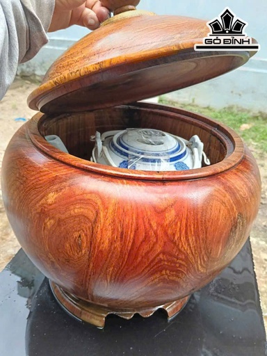 Bình Ủ Trà Gỗ Gụ Cao 38 Đường Kính 33,5 (cm) - 2,5Lít
