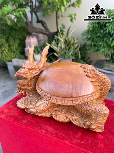 Tượng Long Quy Gỗ Ngọc Am Cao 32 Ngang 45 Sâu 28 (cm)