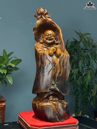 Tượng Phật Di Lặc Cầu Phúc Gỗ Ngọc Am Cao 86 Ngang 33 Sâu 20 (cm)