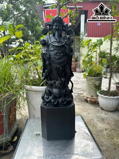 Tượng Thần Tài Gỗ Mun Sừng Cao 50 Ngang 15 Sâu 15 (cm)