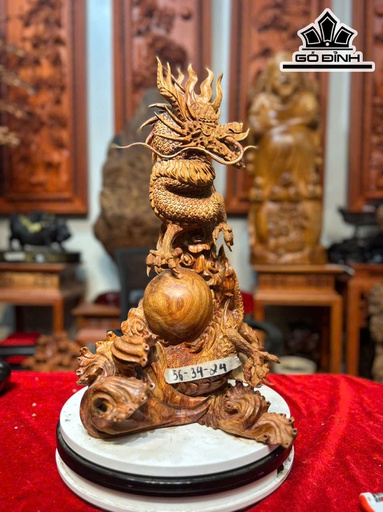 Tượng Rồng Phong Thủy Gỗ Sưa Cao 56 Ngang 34 Sâu 24 (cm)