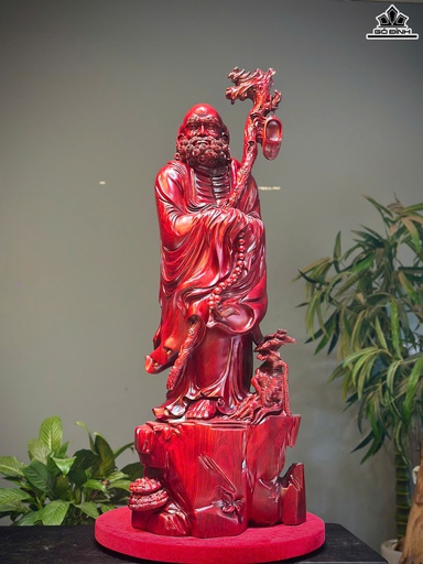 Tượng Đạt Ma Sư Tổ Gỗ Tử Đàn Cao 109 Ngang 40 Sâu 30 (cm)