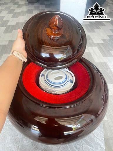 Bình Ủ Trà Gỗ Lim Cao 43 Đường Kính 44 (cm) - 2,5Lít