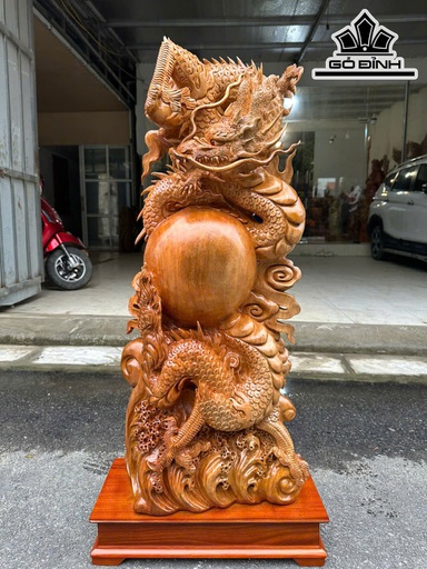 Tượng Nhất Long Gỗ Ngọc Am Cao Cả Kỷ 97 Ngang 38 Sâu 18 - Kỷ 10 (cm)