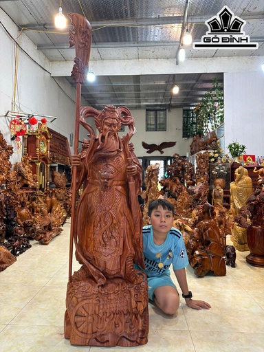 Tượng Quan Công Gỗ Hương Cao 126 Ngang 41 Sâu 30 (cm)