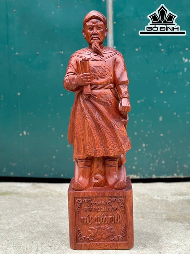 Tượng Trần Quốc Tuấn Gỗ Hương Cao 70 Ngang 20 Sâu 15 (cm)