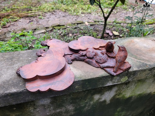 Khay Trà Uyên Ương Mai Điểu Gỗ Trắc Cao 10 Ngang 37 Sâu 33 (cm)