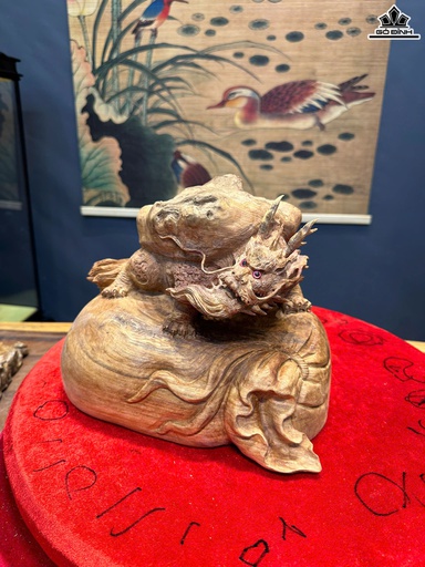 Tượng Long Quy Gỗ Nu Ngọc Am Cao 23 Ngang 27 Sâu 19 (cm)