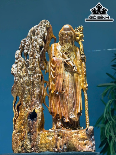 Tượng Ông Thọ Gỗ Sụn Hương Cao 48 Ngang 29 Sâu 12 (cm)