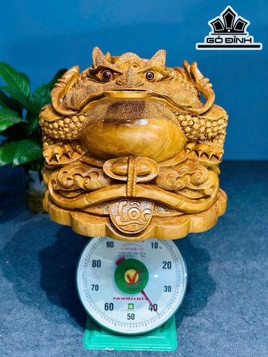 Tượng Thiềm Thừ Gỗ Gõ Vàng Cao 39 Ngang 46 Sâu 47 (cm)