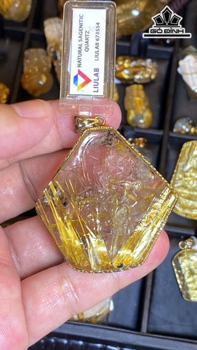 Mặt Dây Hoàng Thần Tài Bảo Thiên Đá Thạch Anh Tóc Vàng Đã Kiểm Định LIULAB 673554