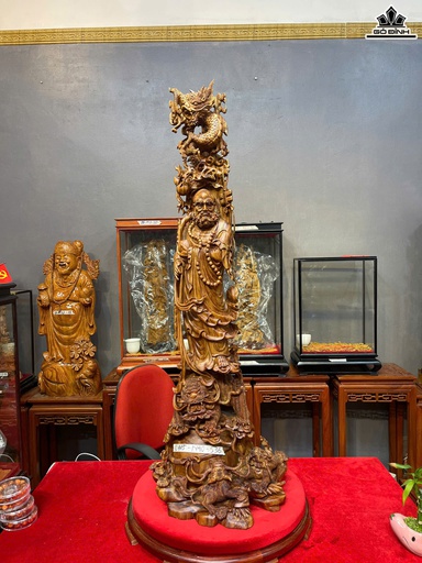 Tượng Đạt Ma Sư Tổ Gỗ Sưa Cao 115 Ngang 40 Sâu 36 (cm)