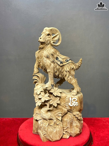 Tượng Dê Phong Thủy Gỗ Ngọc Am Cao 70 Ngang 33 Sâu 20 (cm)