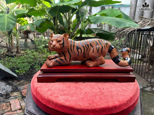 Tượng Hổ Phong Thủy Gỗ Ngọc Am Cao 15 Ngang 39 Sâu 13 (cm)