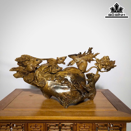 Tổ Chuột Phong Thủy Gỗ Bách Xanh Cao 28 Ngang 55 Sâu 16 (cm)