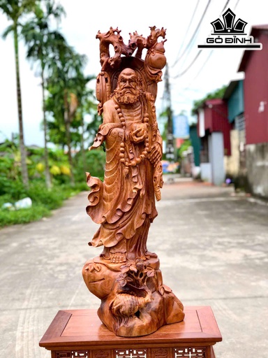 Tượng Đạt Ma Sư Tổ Gỗ Nu Hương Cao 109 Ngang 36 Sâu 35 (cm)