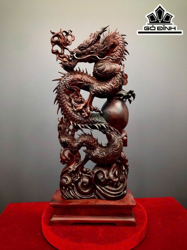 Tượng Nhất Long Gỗ Trắc Cao 69 Ngang 30 Sâu 11 (cm)