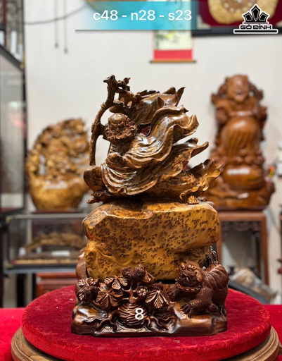 Tượng Đạt Ma Múa Võ Gỗ Nu Ngọc Am Cao 48 Ngang 28 Sâu 23 (cm)