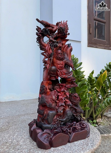 Tượng Đạt Ma Múa Võ Gỗ Trắc Cao 70 Ngang 26 Sâu 21 (cm)