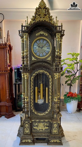Đồng Hồ Tháp Gỗ Mun Đuôi Công Cao 230 Ngang 96 Sâu 40 (cm)