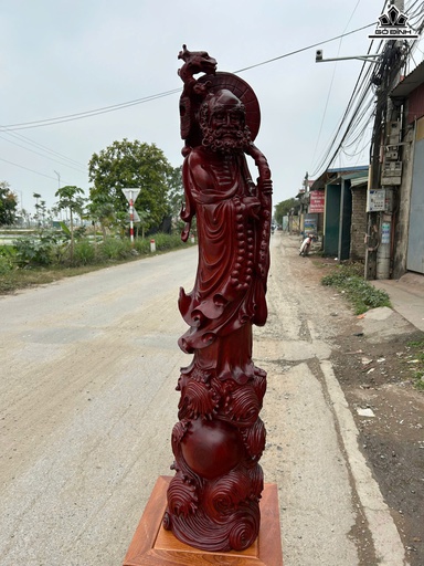 Tượng Đạt Ma Sư Tổ Gỗ Tử Đàn Cao 122 Ngang 29 Sâu 21 (cm)