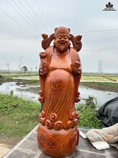 Tượng Thần Tài Gỗ Cẩm Cao 146 Ngang 50 Sâu 46 (cm)