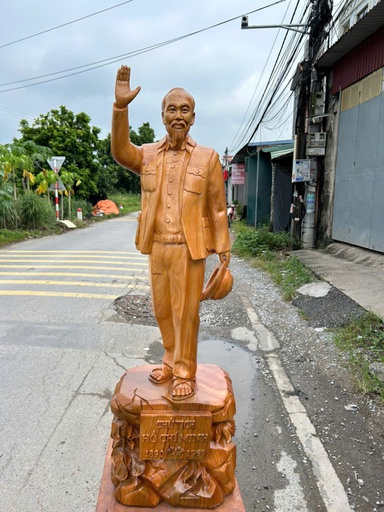 Chủ Tịch Hồ Chí Minh Gỗ Ngọc Am Cao 108 Ngang 32 Sâu 29 (cm)
