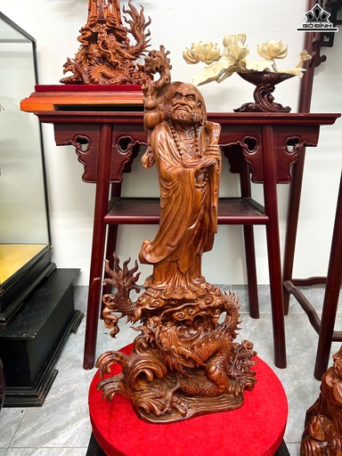 Tượng Đạt Ma Sư Tổ Gỗ Sưa Cao 65 Ngang 38 Sâu 20 (cm)
